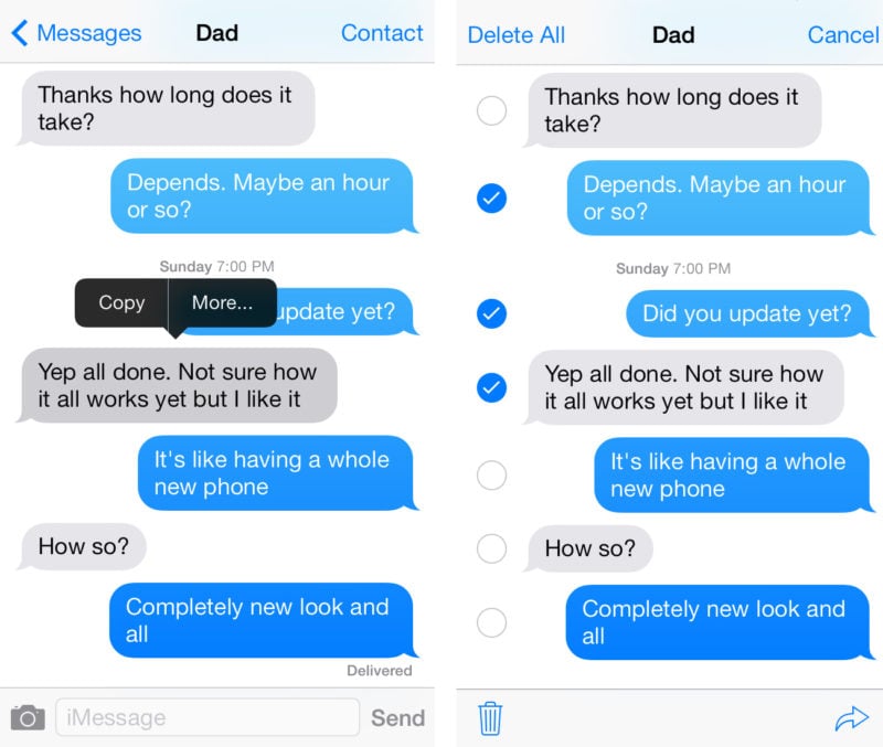 How To Delete Imessages And Texts In Ios 7 9312
