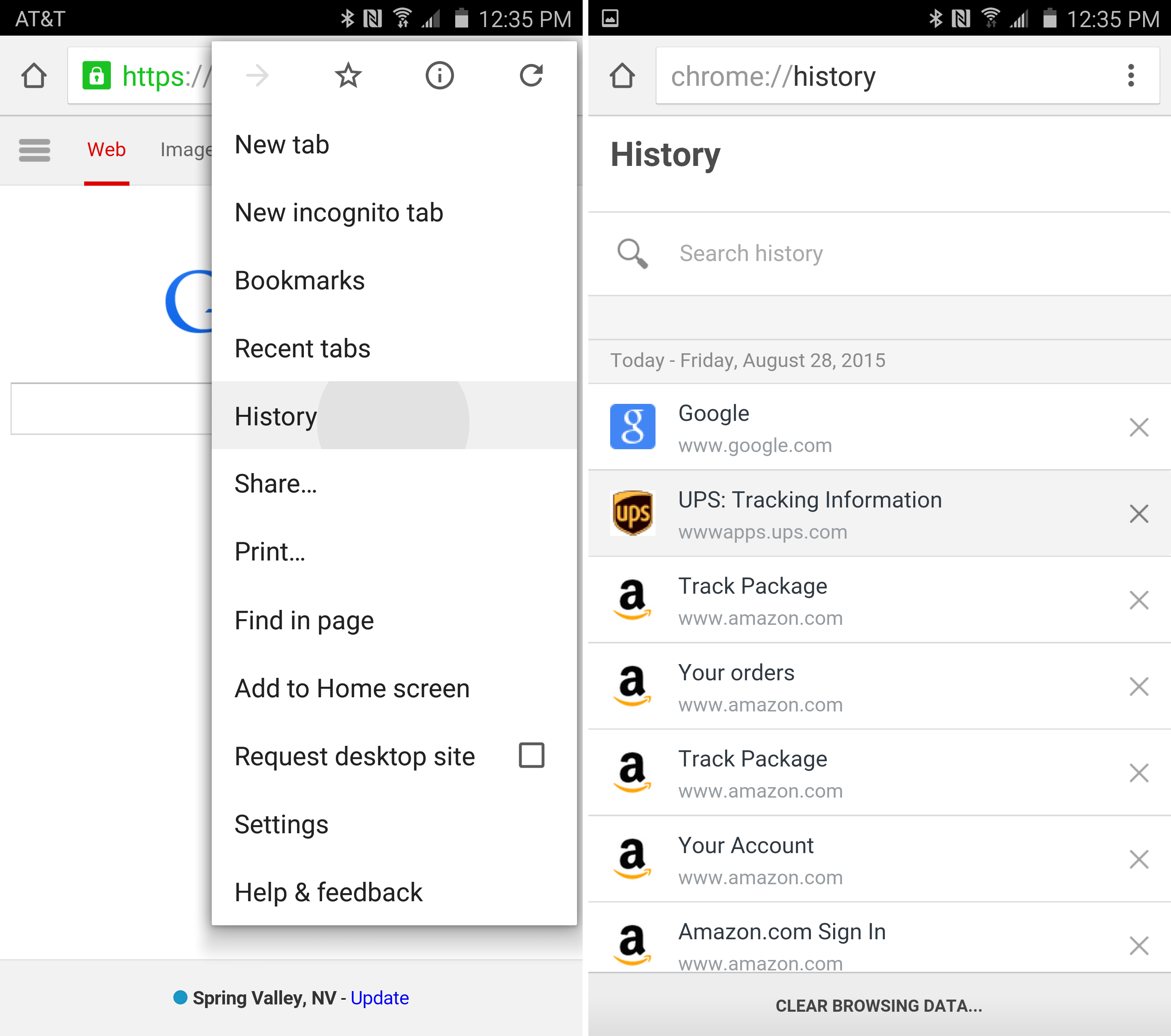 how to clear history on google chrome galaxy s4