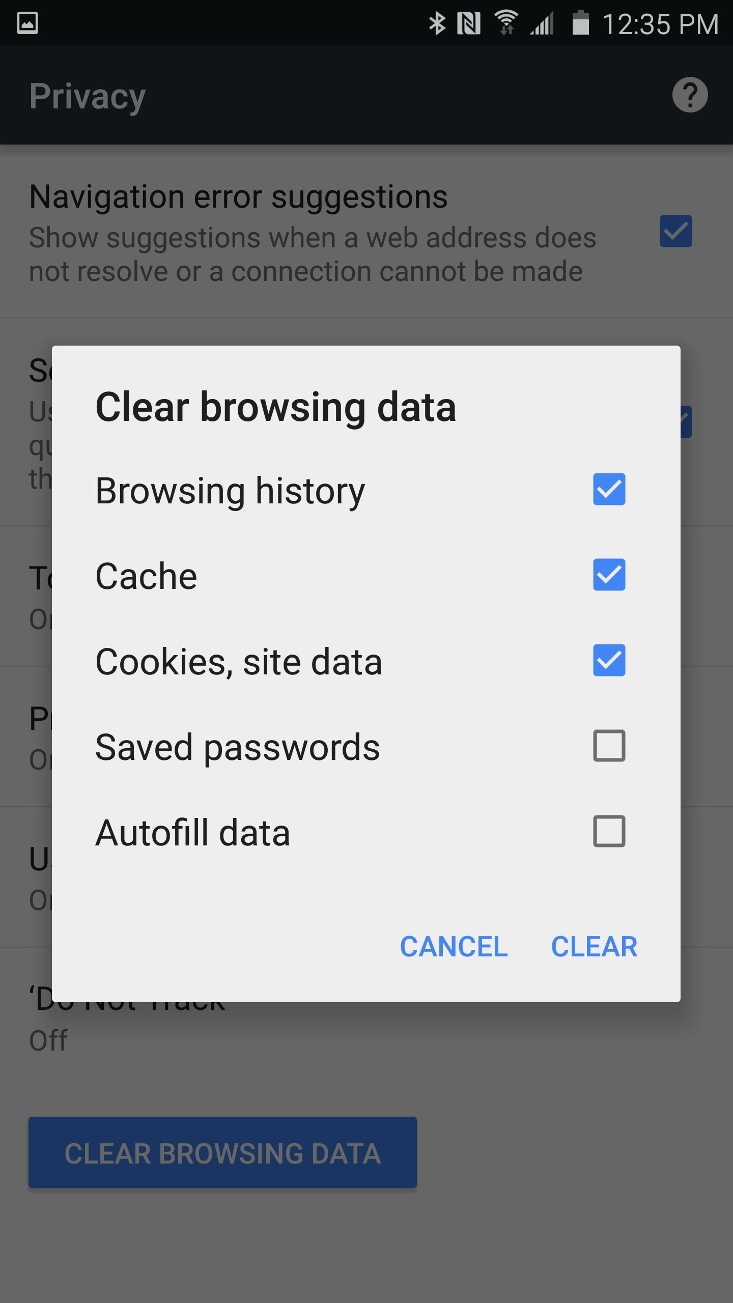 how to clear history on google chrome on galaxy s9