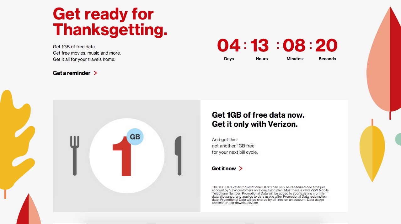 Free Verizon Data for Thanksgiving Here's How to Get It