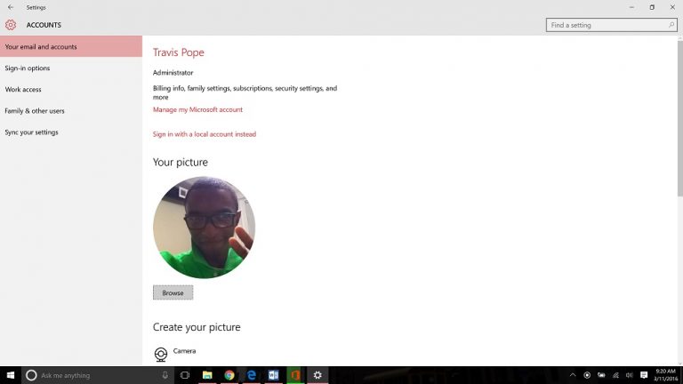 how do i change my microsoft account picture