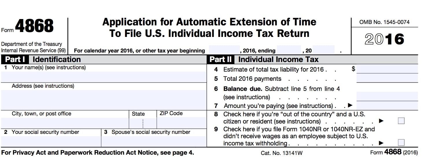 download 4868 tax extension form