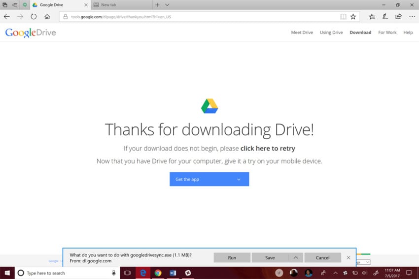 download google drive to windows 10 pro