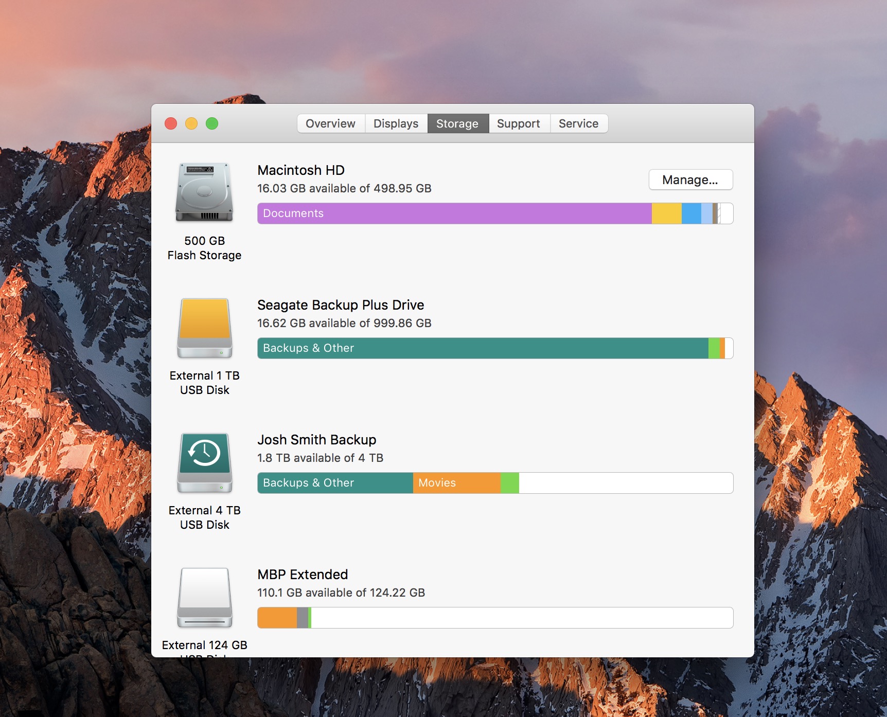 how to manage storage on mac on sierra os