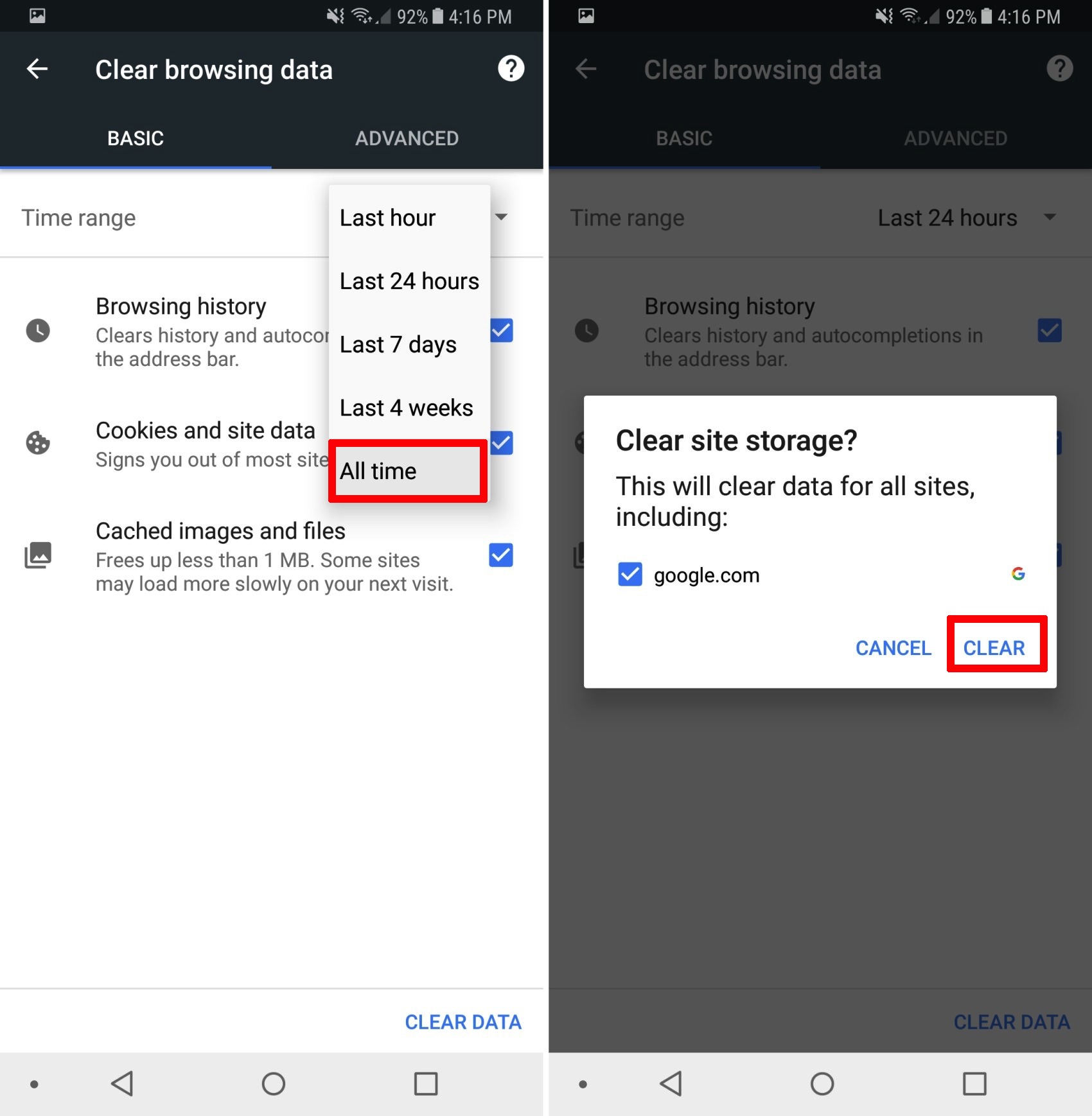 how to clear history on google chrome galaxy s4