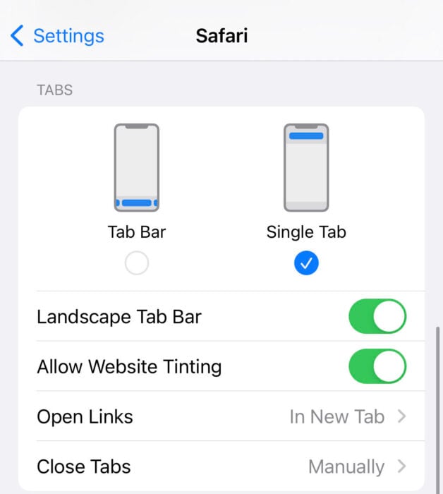 iphone safari move search to top