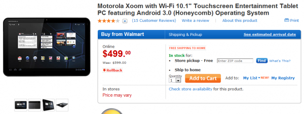 Wifi Xoom Is Latest Honeycomb Tablet To Suffer Price Drop